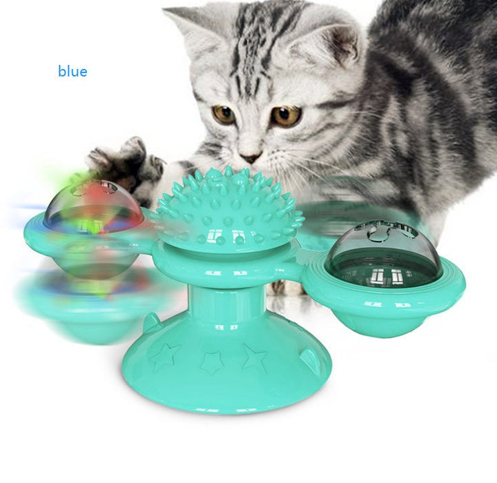 Cat Rotating Windmill Multi-Function Toys Itch Scratching Device Teeth Shining Toy