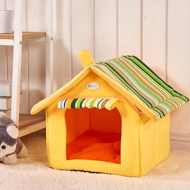 Fashion Striped Removable Cover Mat Dog House Dog Beds