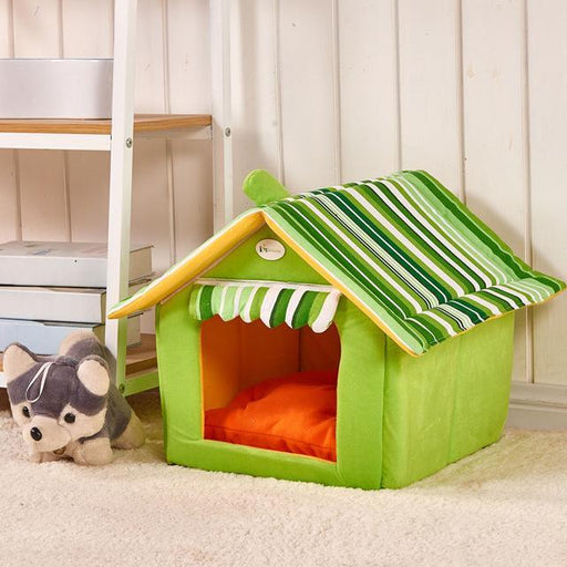 Fashion Striped Removable Cover Mat Dog House Dog Beds