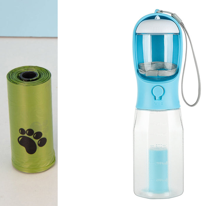 Botella de agua portátil para perros y gatos, comedero, bebedero, dispensador de excrementos, 3 en 1, a prueba de fugas, multifuncional, productos para mascotas