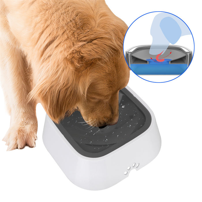 Cuenco de agua para perros y gatos de 1,5 l, cuenco flotante portátil, dispensador de agua lento antidesbordamiento, fuente para mascotas, suministros para perros de ABS y PP